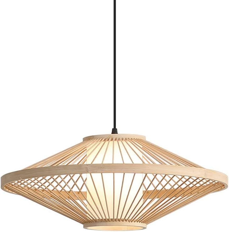 E27 Single Head Hanging Light, Hand-Woven Rattan Pendant Lamp, Ceiling Light, Natural Bamboo Chandelier, Tea House, Bar Flush Mount Lighting Fixture