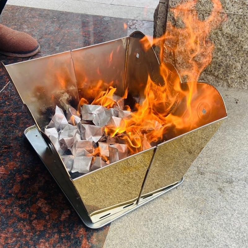 Foldable Incinerator, Burn Cage, Trash Burning Containers, Outdoor Fire Pit, Suitable for Garbage, Garden Leaves(Gold)