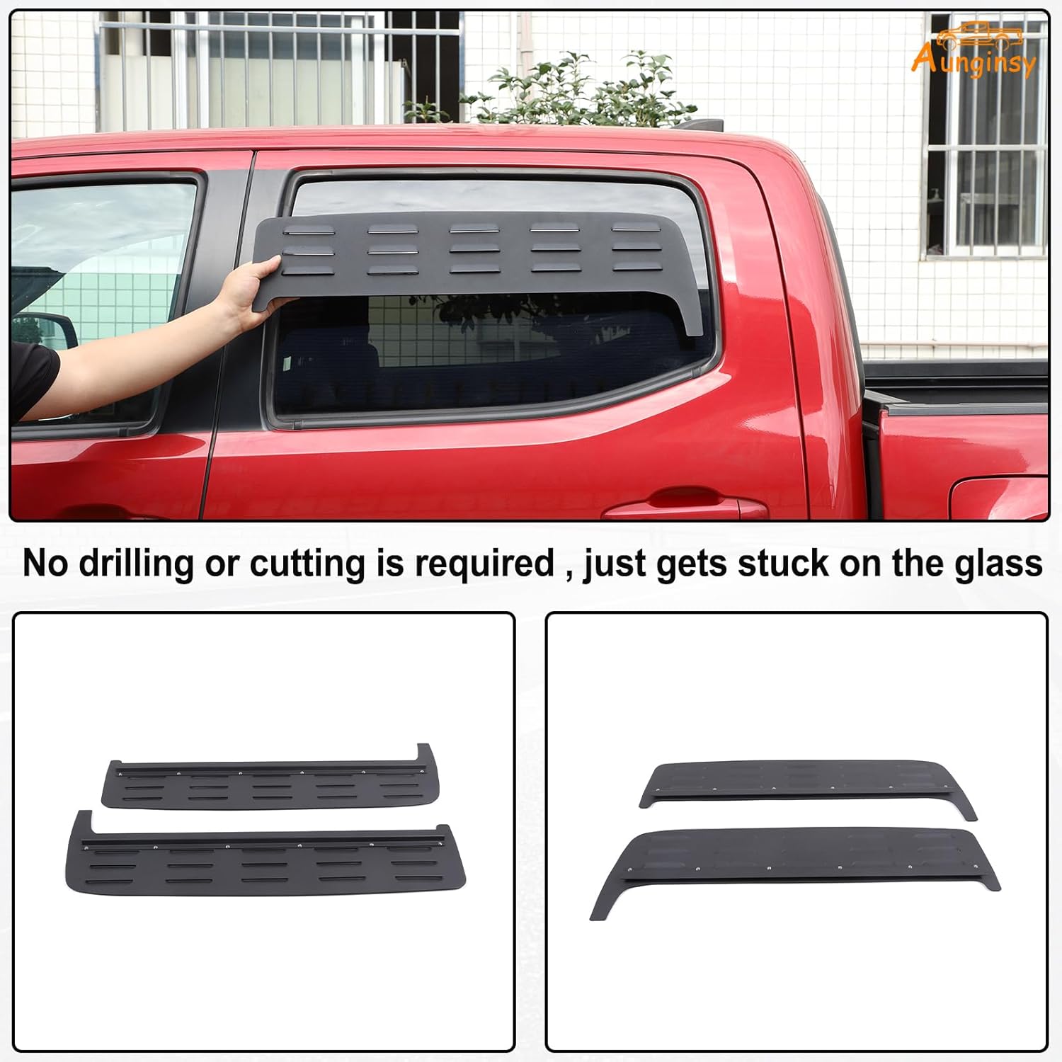 Aunginsy Car Aluminum Rear Side Window Louvers Air Vent Cover Compatible with Toyota Tacoma 2016-2023 Rear Side Window Louvers Sun Shade Cover Wind Vent Air Deflector Decoration Exterior Accessories