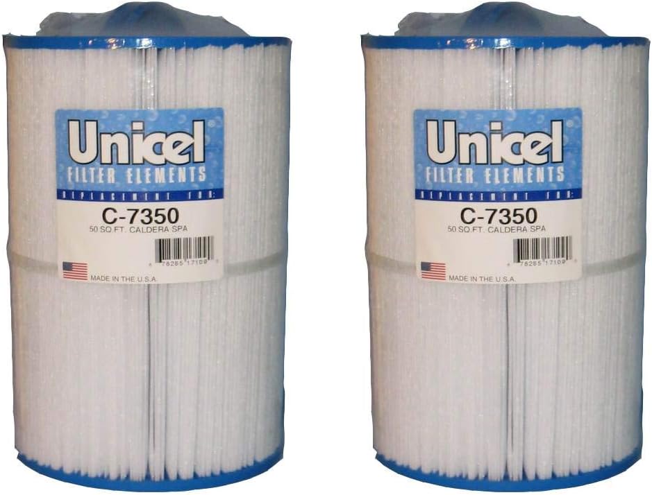 Unicel C-7350 50 Square Foot Media Replacement Hot Tub Spa Filter Cartridge with 200 Pleats, Compatible with Caldera Spas (2 Pack)
