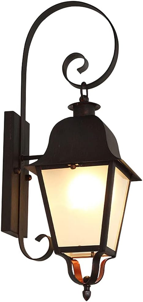 Wall Sconces , Retro Industrial Country Style Wall Lantern Rusty Hardware lamp Body Wall Light Frosted Glass lampshade Outdoor Wall Lamp Wall-Mounted Exterior Wall Decoration Exterior Wall Sconce Ligh