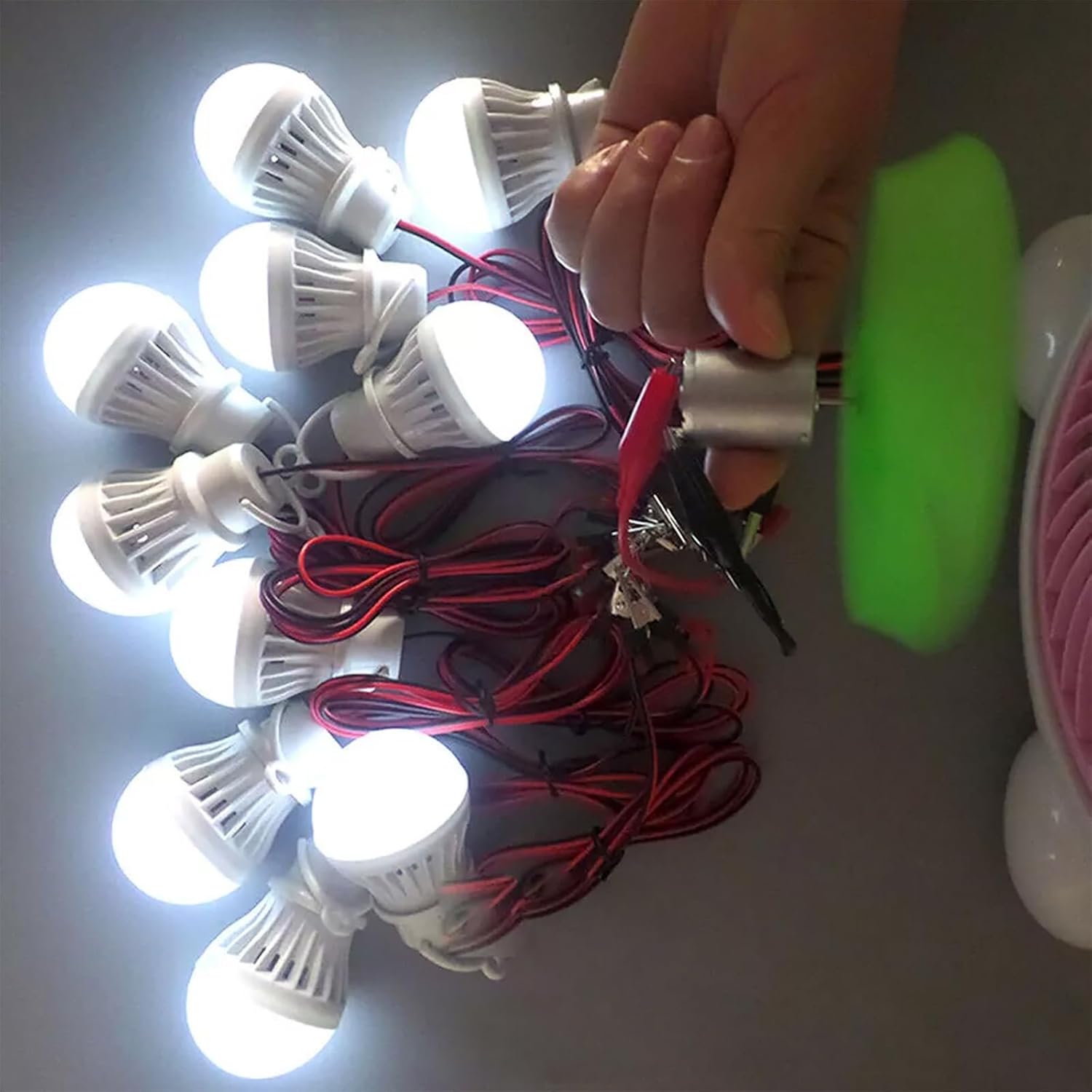 Mini Wind Turbine Motor Blade W/Bulb DIY Kit Power Alternative Energy Generator(2pcs)