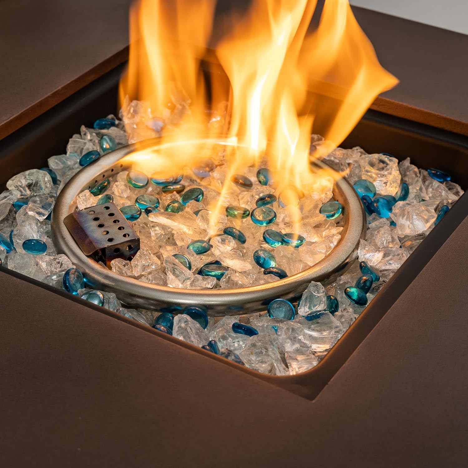 Outdoor Concrete Fire Pit Table with Propane Tank