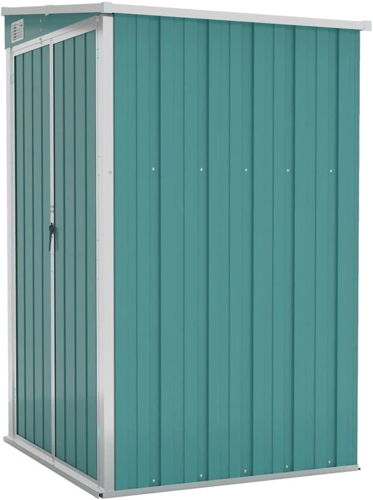 Medium Garden Shed, Galvanized Steel Wall-Mounted Outdoor Storage Shed with Lockable Handle and Water Drainage Design for Backyard, Patio, and Lawn Organization