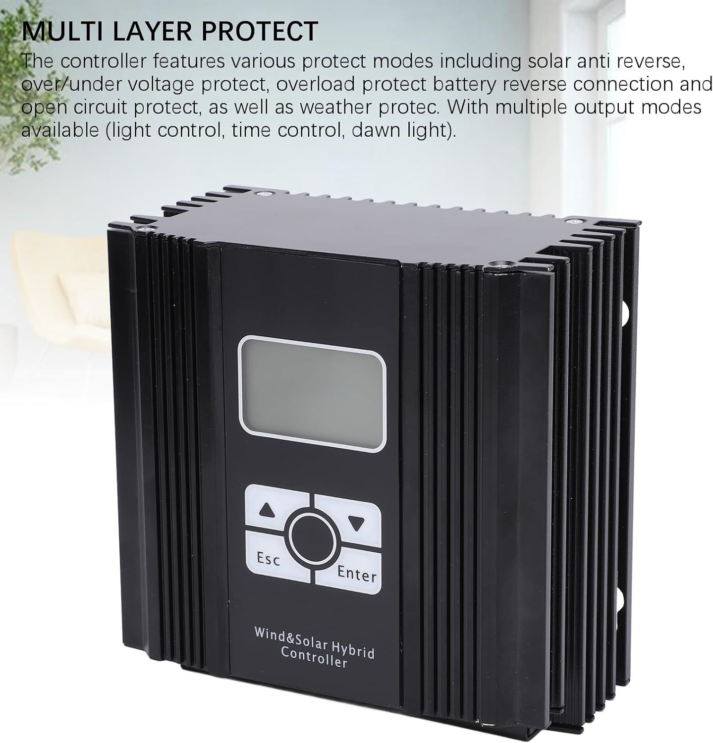 Wind Solar Hybrid Charge Controller 12V / 24V 1000W MPPT Technology, LCD Display, Intelligent Regulator - Boost Turbine System, Digital Dump Load, Ideal for Home and Marine Use (600W Fan)