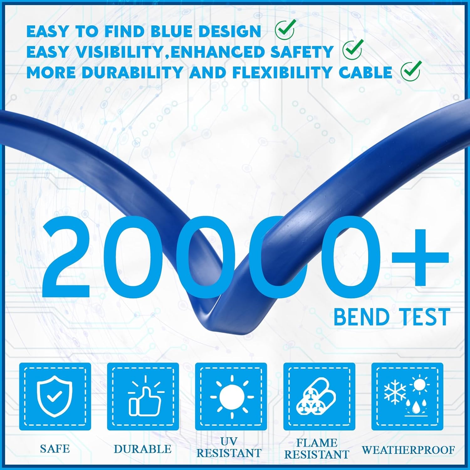 Kanayu 50 FT 4 Prong 30 Amp Flat Generator Extension Cord Compatible with NEMA L14-30P/L14-30R 10 Gauge Flat Generator Power Cable Locking for Manual Transfer Switch 125/250V 7500W, ETL Listed