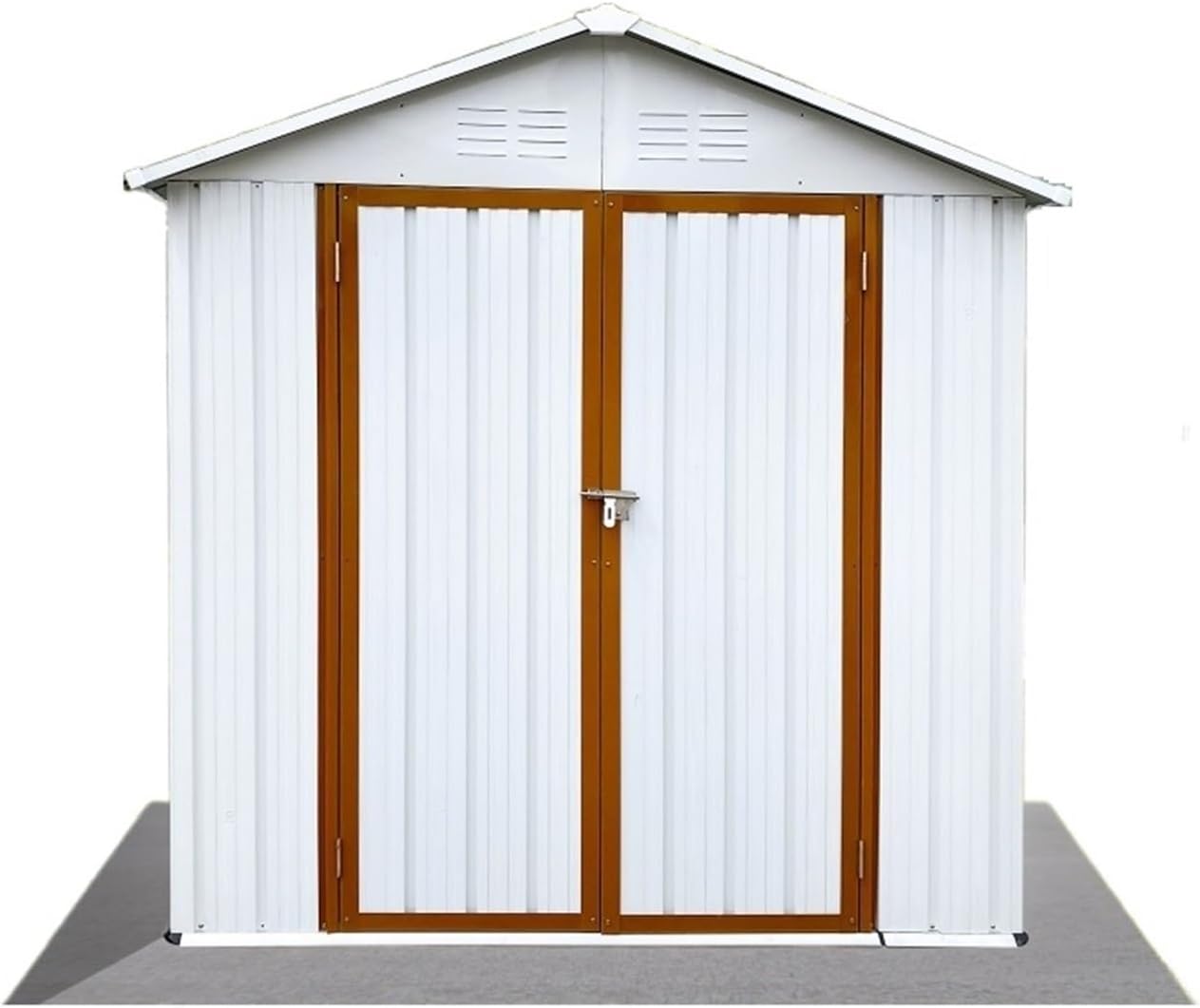 Garden Sheds White+Yellow Outdoor Storage Sheds 4ft x 6ft Roof Easy to Assemble for Backyard Gardens Outdoor Storage Sheds