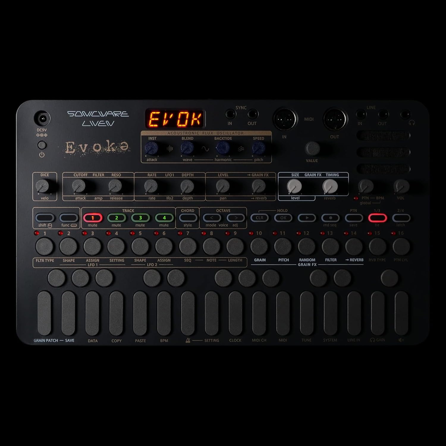 Sonicware Liven Evoke [Acoustronic Synthesizer with Granular Effect] – Portable Synthesizer for Cinematic Ambient and Post-Classical Music Production, Battery-Powered, Built-In Speaker
