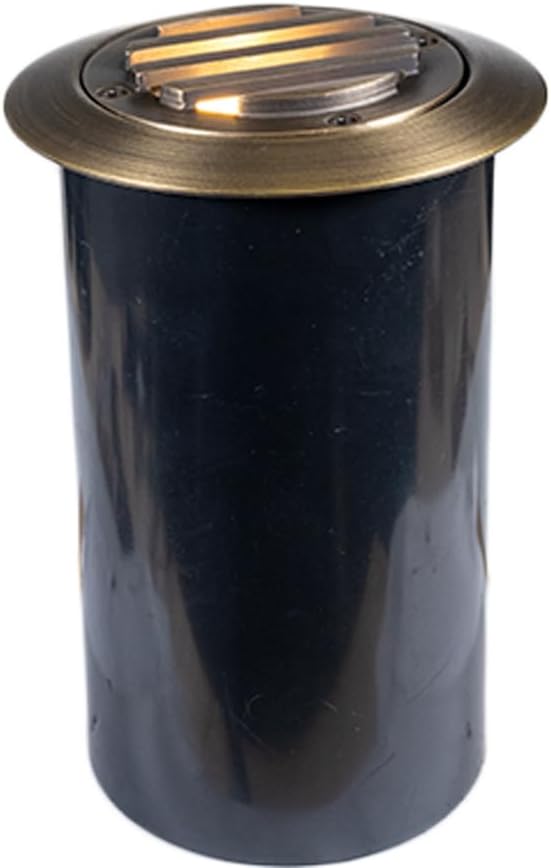 VOLT 12V Waterproof IP68 Mini Well Light with Brass Grated Top (Bronze) & 4W 2700K Warm White LED MR11 Bulb for Low Voltage Landscape Lighting of Pathway, Driveway, Tree, Column or Wall