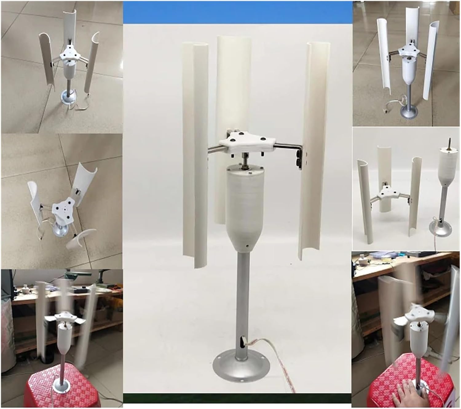 Wind Power DIY Kit 20W Vertical Axis Wind Turbine Model Three-Phase Permanent Magnet Generator Windmill Wind Turbines Generator DIY Learn About Renewable Energy & Power