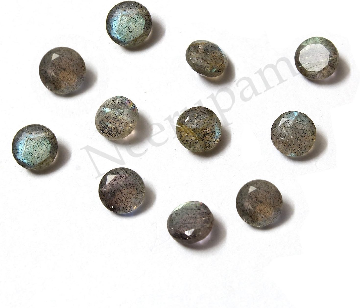 Neerupam Collection 6 mm Size Grey Color Natural African Labradorite AA Quality Faceted Round Shape Loose Gemstones