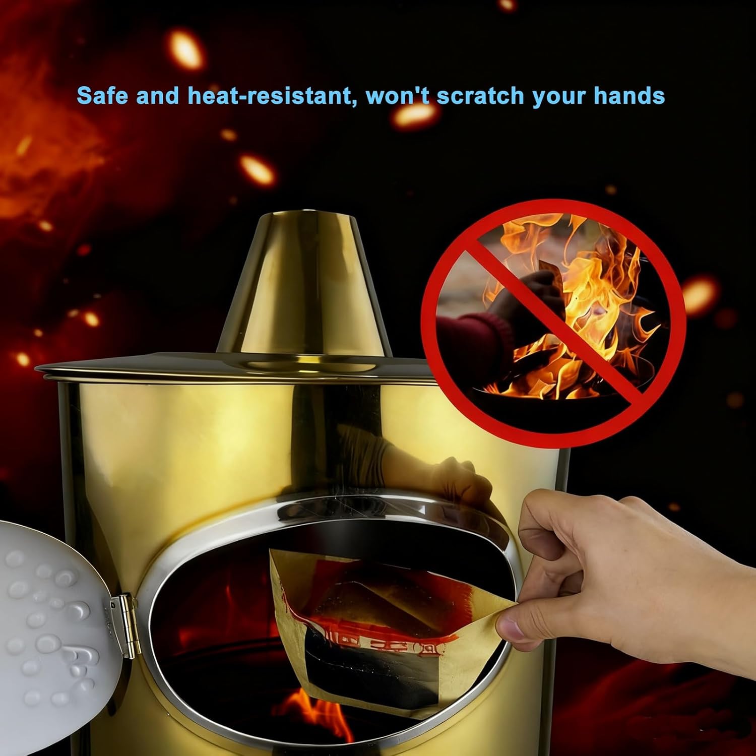 Burn Barrel, Outdoor Fire Pit, Galvanized Trash can, Including Tripod, Fire Hook, for Wood, Garden, Backyard, Farm, Patio, Beach(49cm/19in)