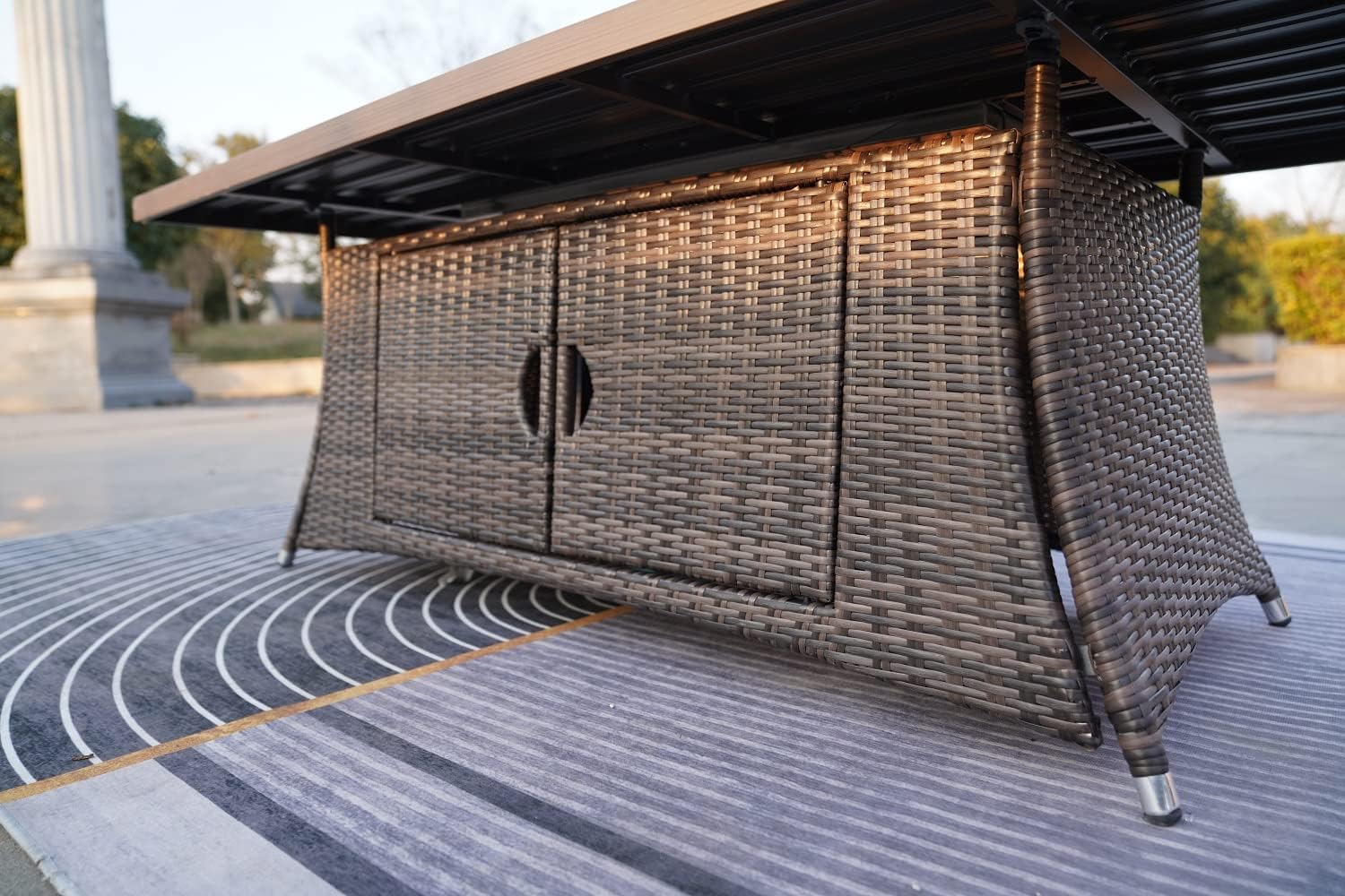 HomeRoots Brown Wicker Outdoor Patio Gas Fire Pit Table