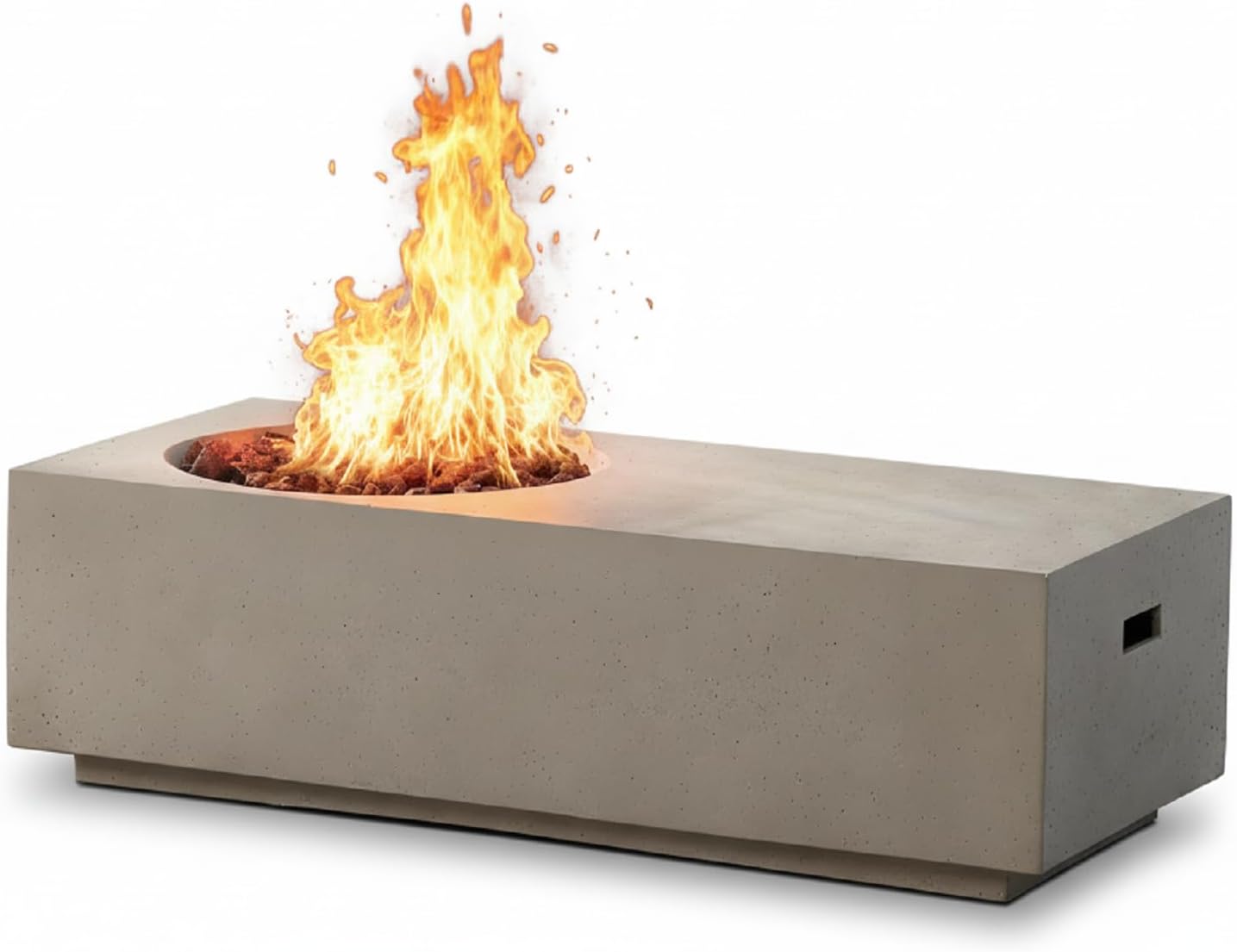 Rectangle Propane Fire Pit Table, 50,000 BTU Outdoor Concrete Fire Pit for Patio, 14.75 Inch Modern Portable Gas Fire Pits for Backyard Garden Deck Use,Only Table (Tank Holder is Not Included) - 750K