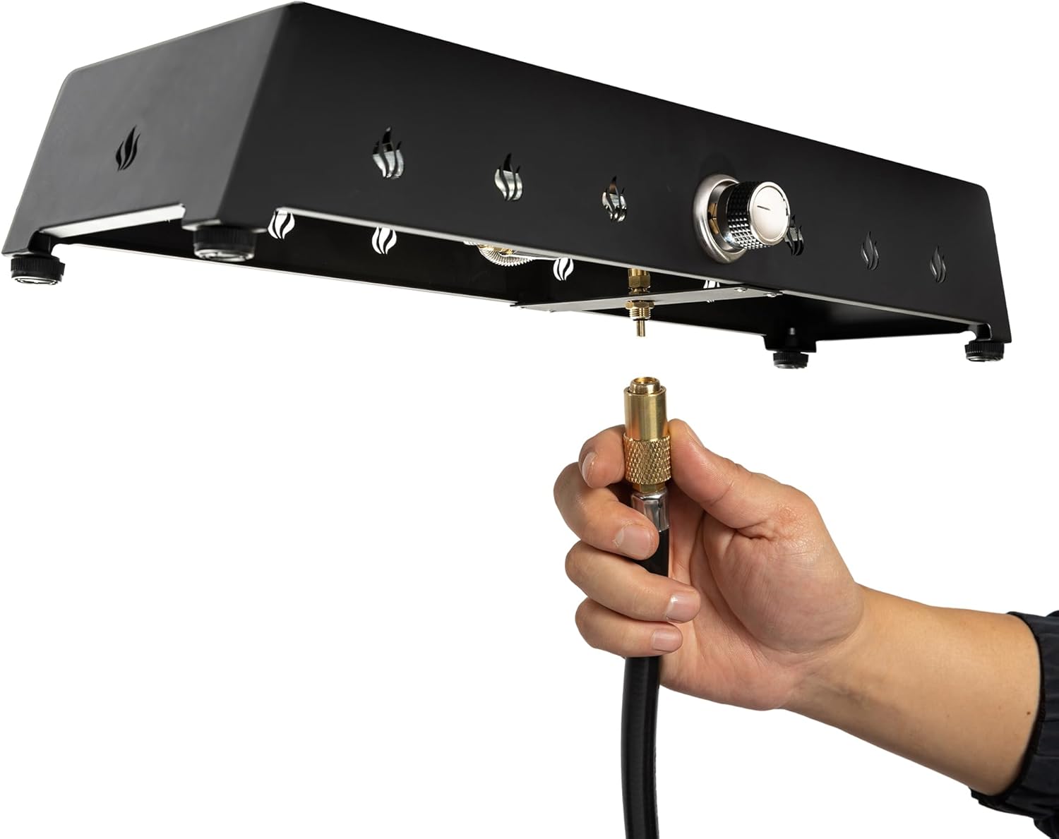 Compact 28-Inch Rectangular Fire Pit Table in Black, 40,000 BTU Steel Propane Heater Designed for Balcony and Small Garden Spaces with Efficient Heat Output