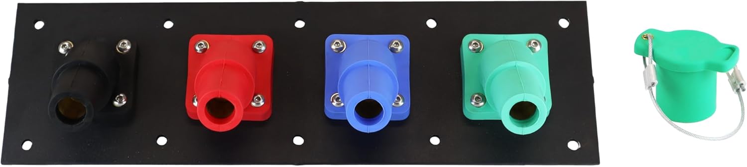 4 Position CAM Lock Panel, 400 Amp, 3 Phase 208V, Female, 45°, Double Set Screw Connections with NEMA 3R Cap and Lanyard Covers, Series 16 CAM Connectors, Power Distribution Panel