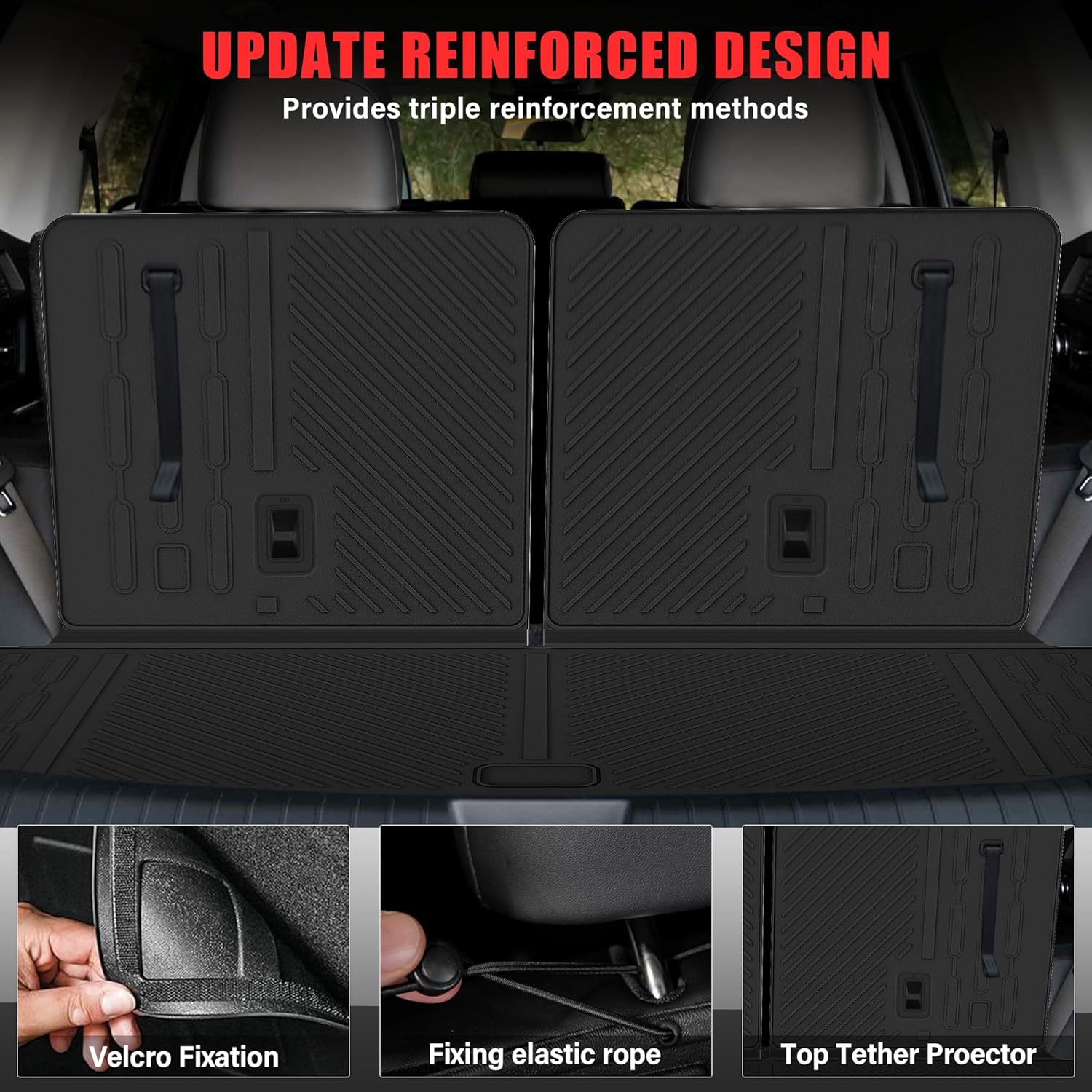 Floor mats for 2020-2025 2026 Ford Explorer 7 Seats Trunk Mat with Backrest Mat All Weather TPE Rubber Cargo Liner for 2020 2021 2022 2023 2024 2025 2026 Ford Explorer Accessories