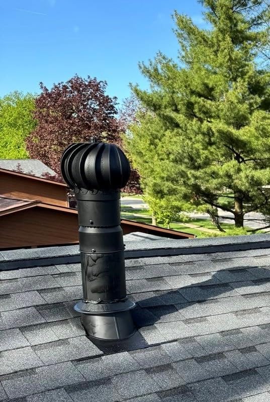 ROOFIVENT IVENT Turbo 6 inch Round Wind Turbine Cowl with Attached Unique Condensation Drainage System/Graphite/Polypropylene/High Performance Turbine with Built in Spirit Level