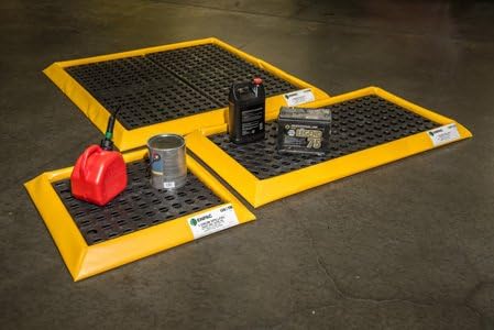 Enpac 1 Drum SpillPal Spill Pad with Grate, Yellow, Foam Sidewalls, Low Profile, Tough, Durable, Two-Way Air Relief, Foldable