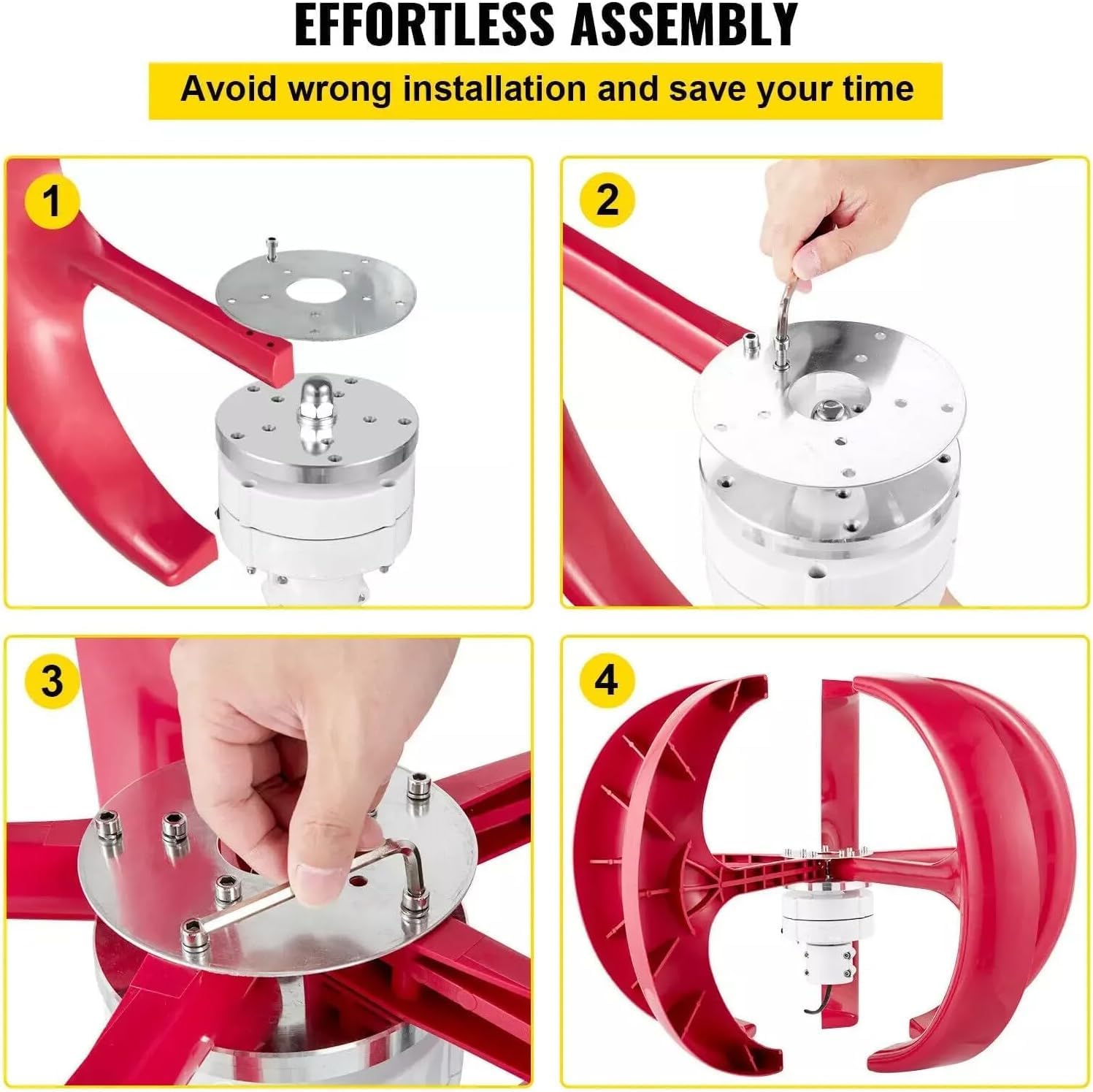 CAJUCA 9000W Lantern Wind Turbine 5 Blades Vertical Axis Wind Turbine Generator Lantern Suitable for Home Hybrid Street Lamp Use