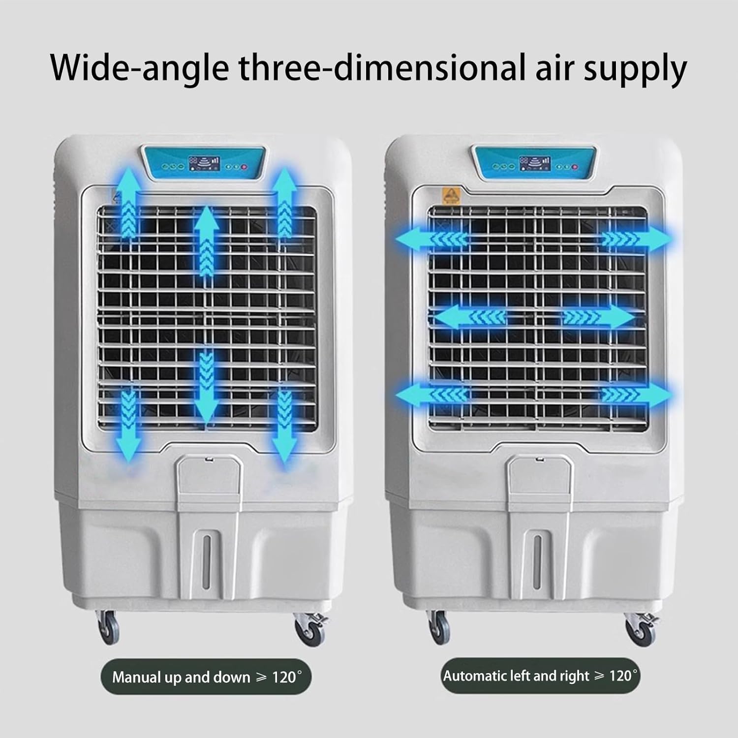 Portable Swamp Cooler, Ductless Air Conditioner with 120°Oscillation, 3 Wind Speed, 4 Ice Packs, Evaporative Air Cooler for Outdoor Indoor