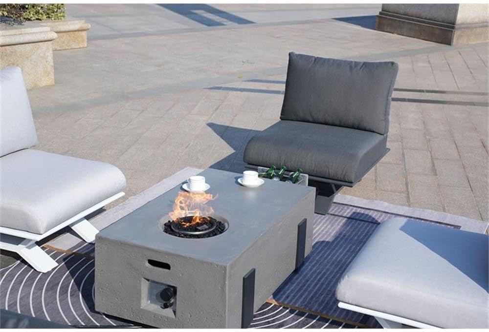 Direct Wicker Mixed Colors Aluminum 4-Person Outdoor Seating Group with Cushions and Firepit