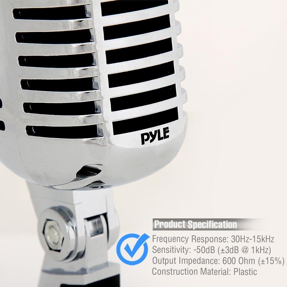 Pyle Pro PDMICR42SL Old Fashioned Vintage Retro Style Dynamic Adjustable Compact Desktop Studio Mic Professional Vocal Recording Microphone (4 Pack)