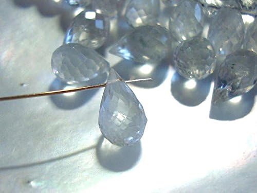 6 pcs, 9-10x5-6mm, icy light blue aquamarine faceted teardrop briolette bead