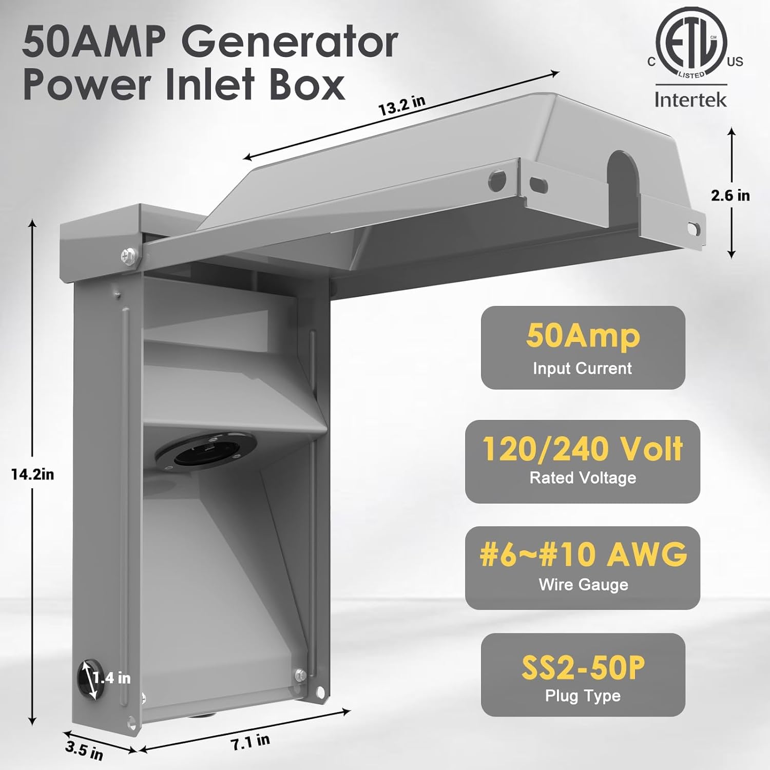 50A Generator Setup SS2-50P Power Inlet Box with Interlock Kit (suiable for Eaton BR 150/200A Panel), Safety Solution for homeowners During Outage