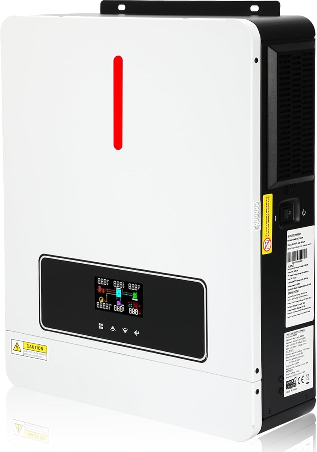 3600W Solar Inverter 24VDC to 110V/120VAC, All-in-One Pure Sine Wave Hybrid Solar Inverter with 120A MPPT Charge Controller, Ideal for Home & Outdoor Use