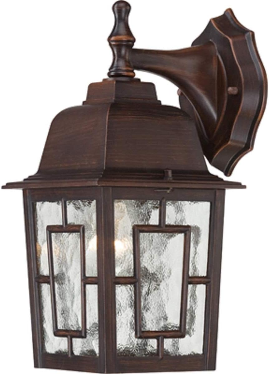 Nuvo Lighting 60/4922 Banyon One Light Wall Lantern/Arm Down 100 Watt A19 Max. Clear Water Glass Rustic Bronze Outdoor Fixture