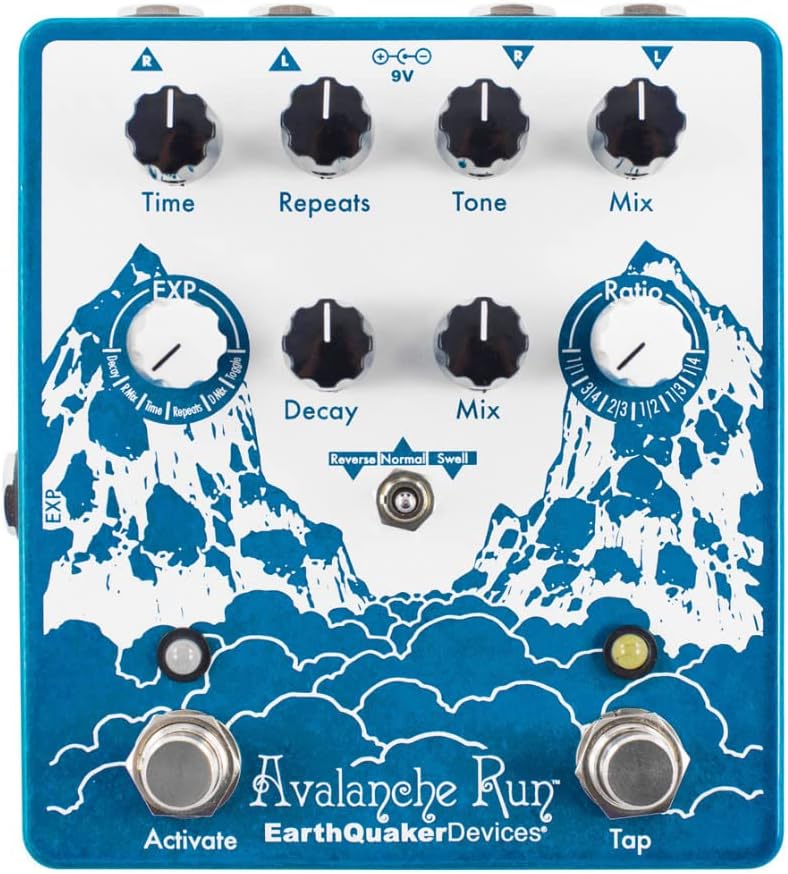 EarthQuaker Devices Avalanche Run V2 Stereo Reverb & Delay with Tap Tempo Guitar Effects Pedal