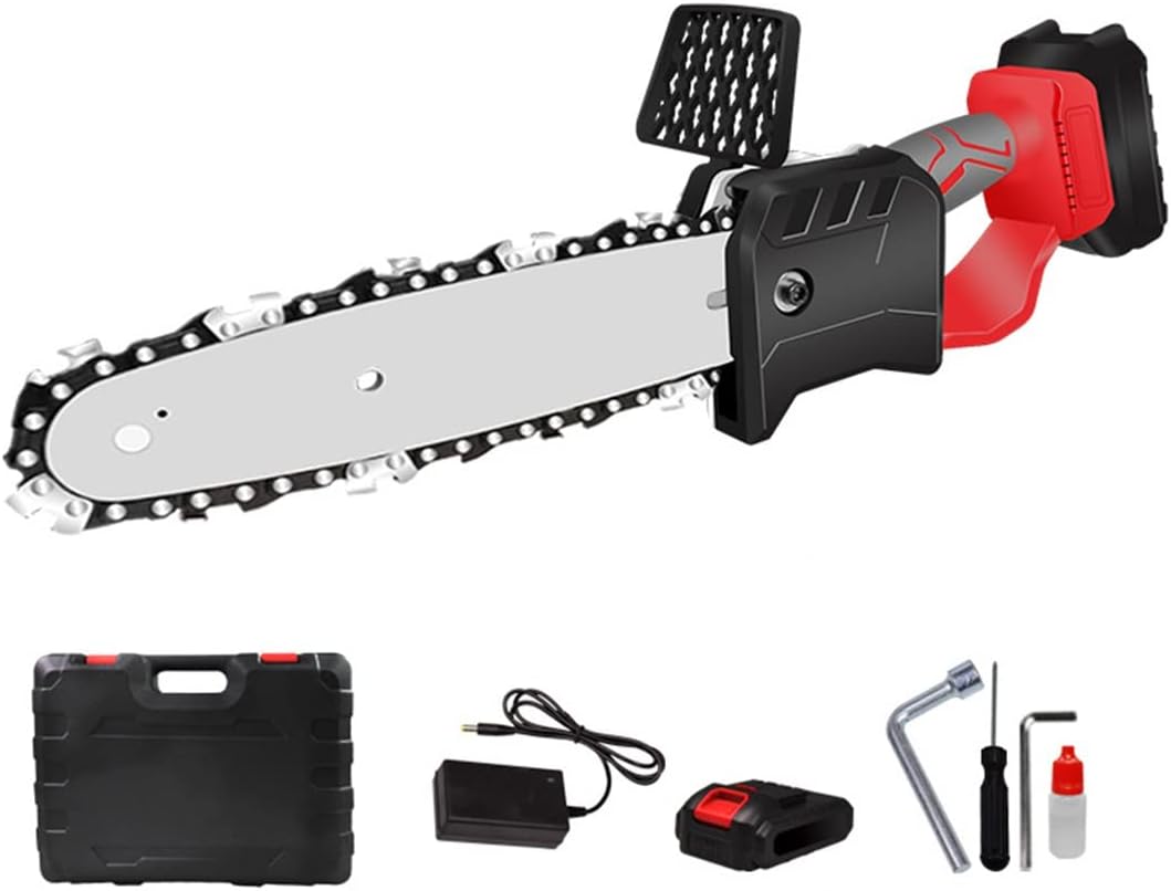 Power Chainsaw Cordless 21V, 8 /10inch Electric Rechargeable Chain Saw, One-Hand Operated Portable Battery Powered Wood Saw for Farming Tree Limbs, Garden Pruning, Bonsai Trunk and Firewood