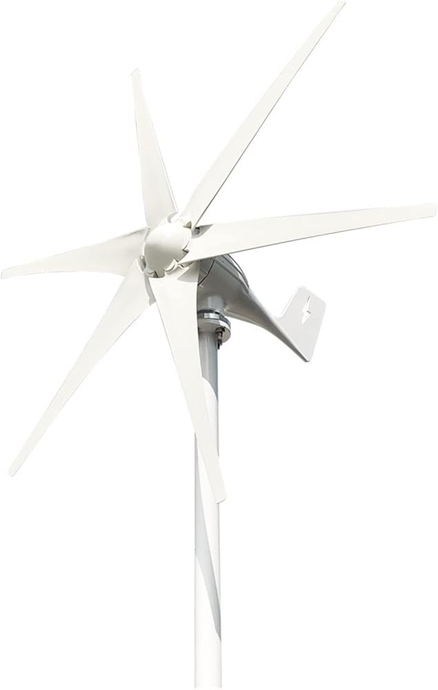 Wind Turbine, Windmill Generator Power 2000w 12v 24v 48v 6 Blades with Off Grid System Mppt and Hybrid Charge Controller for Home(Turbine Only,12V)
