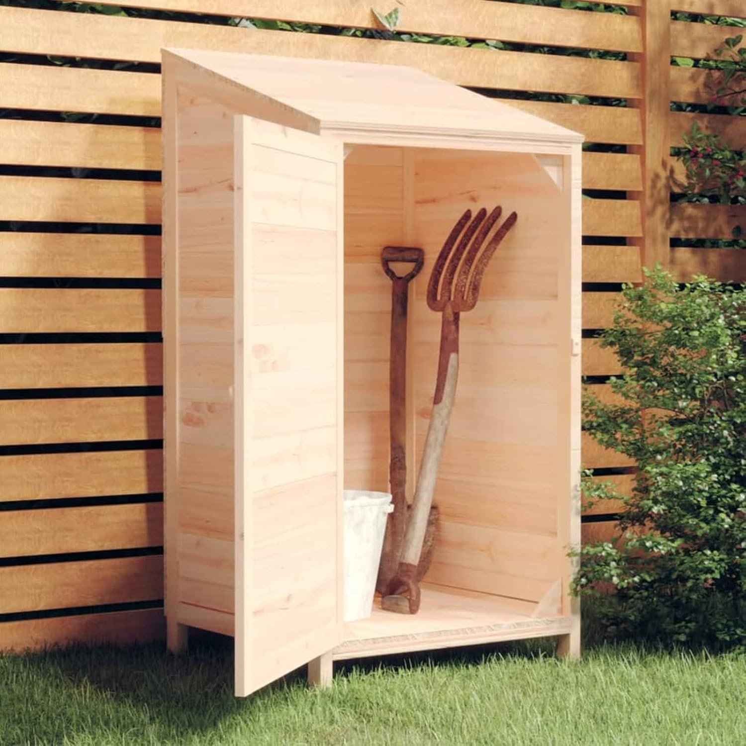 Home Furniture Garden Shed Wooden Shed Tool House Garden Outdoor Wardrobe Wooden Garden Shed 55 x 52 x 112 cm Solid Fir Wood