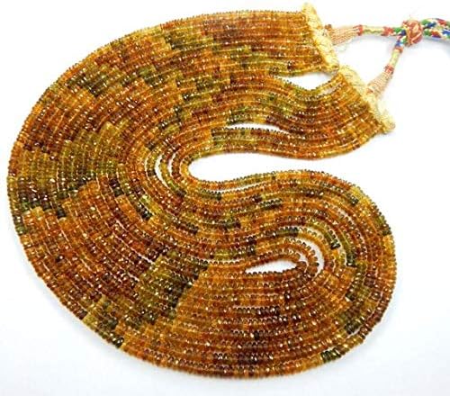 3-4 mm 21.5'' micro faceted 9 strand natural tourmaline rondelle beads necklace
