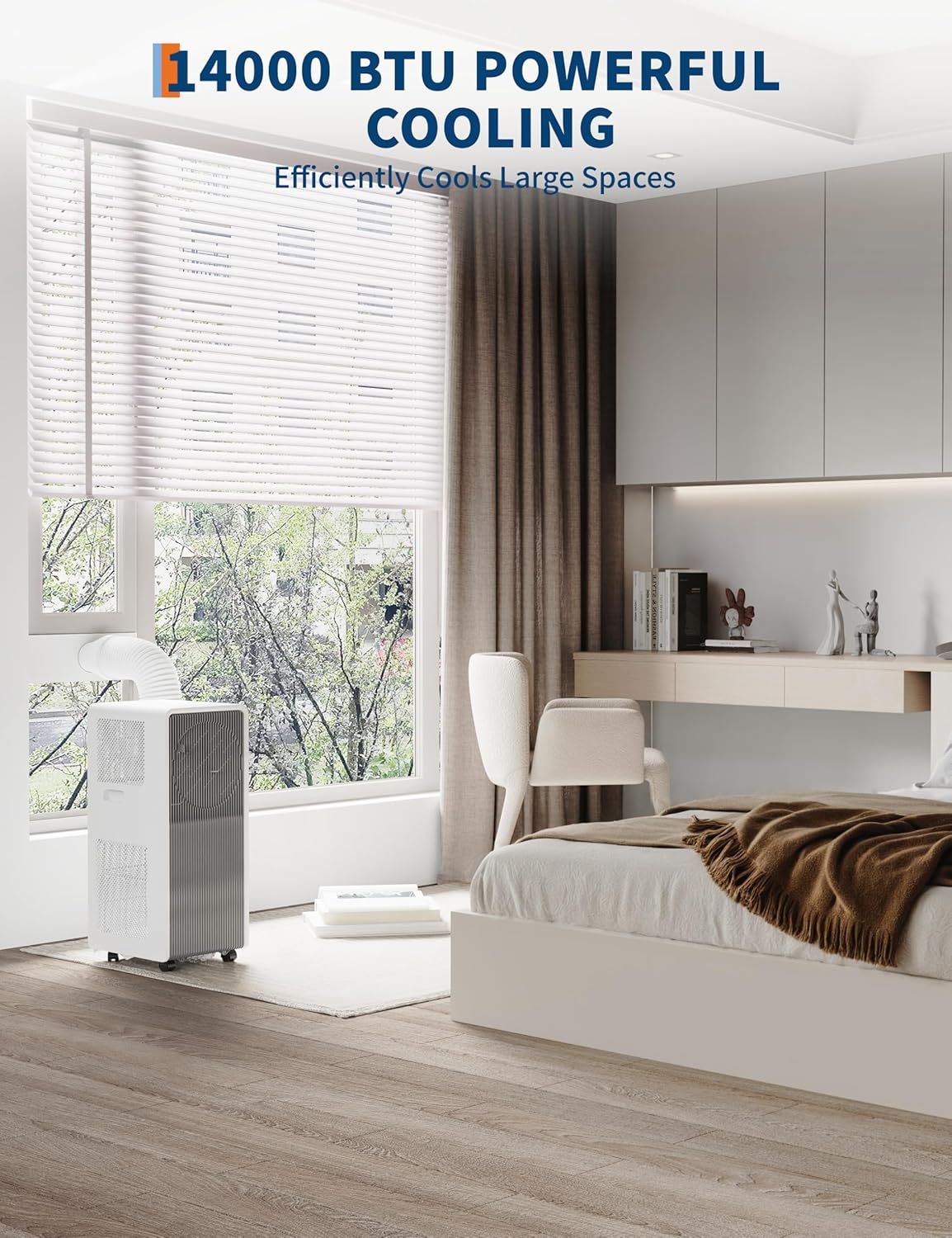 GAOMON 14000 BTU Portable Air Conditioners With Remote Control,3-In-1 Free Standing Cooling AC Unit With Fan & Dehumidifier,Smart/Sleep Mode,3 Speed,Auto Swing,24H Timer