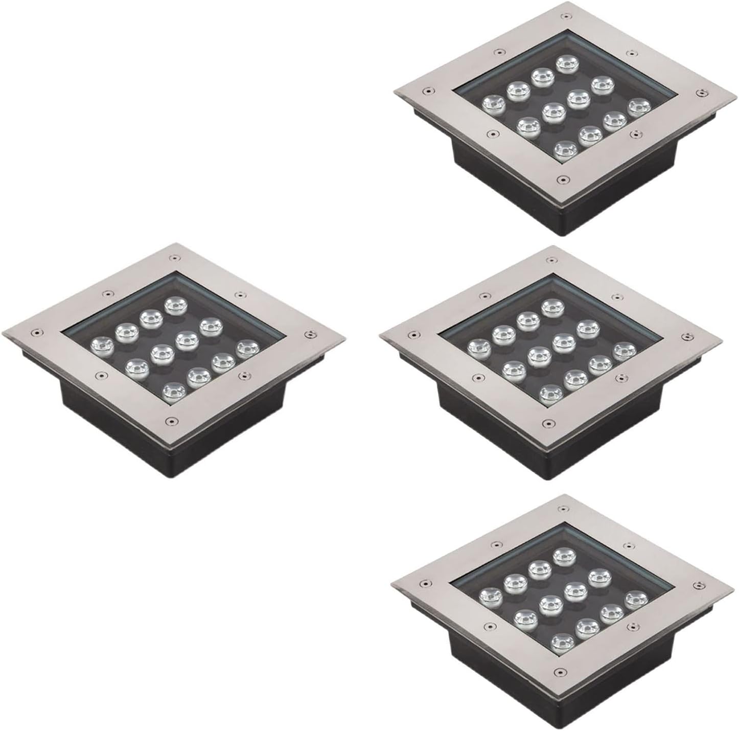 4 Pack Square Underground Light IP66 Waterproof Embedded Landscape Light AC85-265V Outdoor Ground Lights for Walkway, Garden, Terrace, Street Landscape Light(RGB,36W)