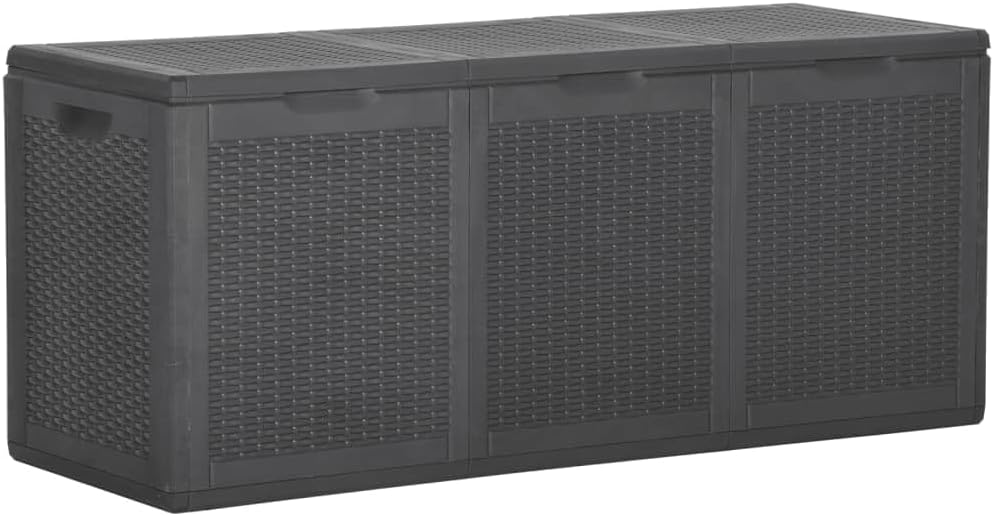 Patio Storage Box 71.3 gal Black PP Rattan,Rattan Look Outdoor Storage Box, Weatherproof and UVResistant Storage Chest for Patio and Garden Outdoor Storage Boxes