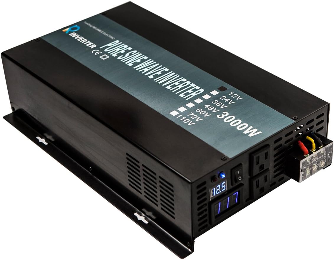 WZRELB Reliable 3000W Pure Sine Wave Solar Power Inverter 48V 120V Off Grid DC to AC Power Converter Generator Home Power Backup