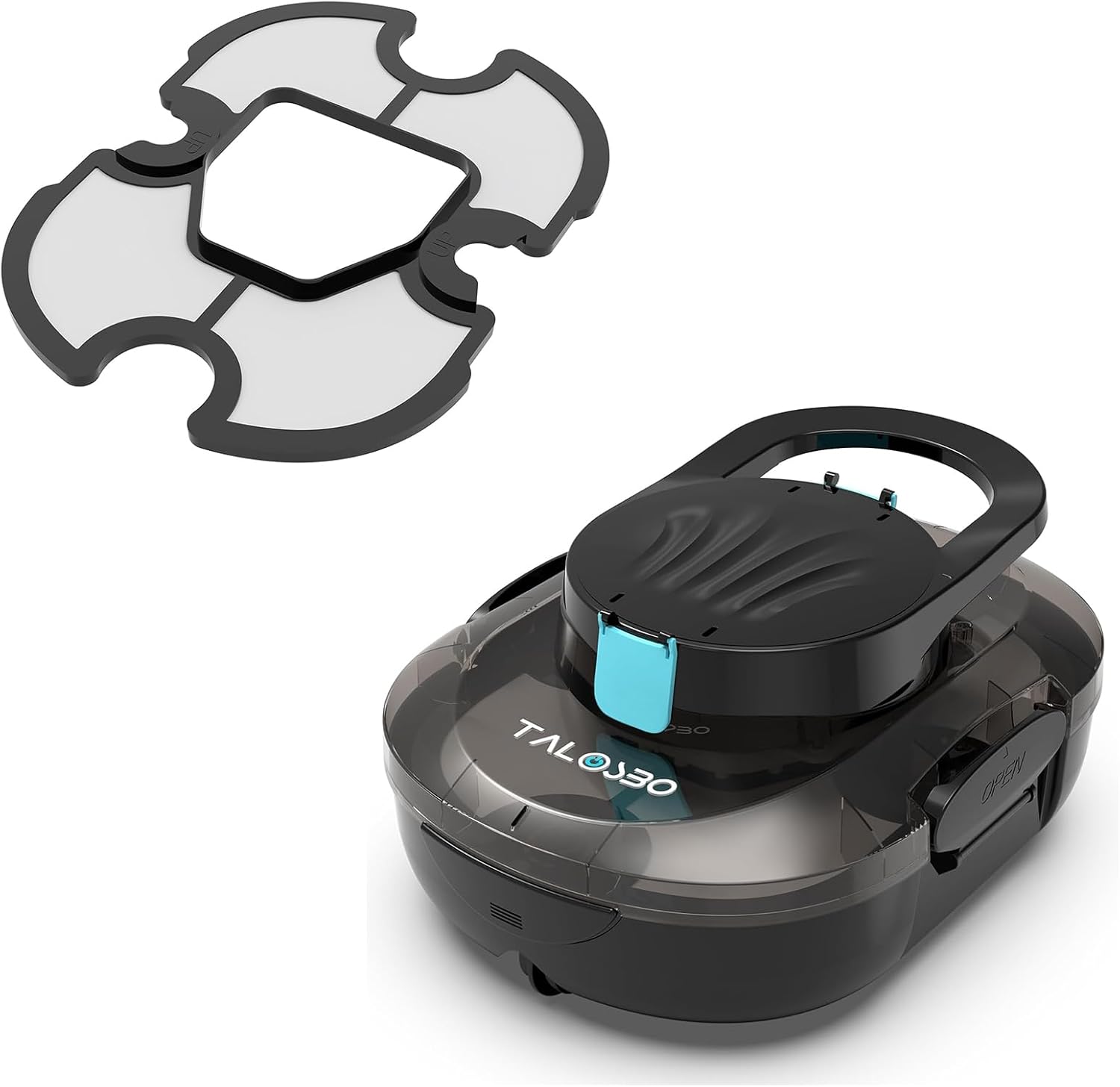 Pleco S1 Cordless Robotic Pool Cleaner with 75-80Mins Runtime, 2.5H Fast Charging, Small Pool Vacuum Robot for Above-Ground Flat-Bottom Pools up to 645 Sq.ft, Lightweight, Auto-Parking &Filter