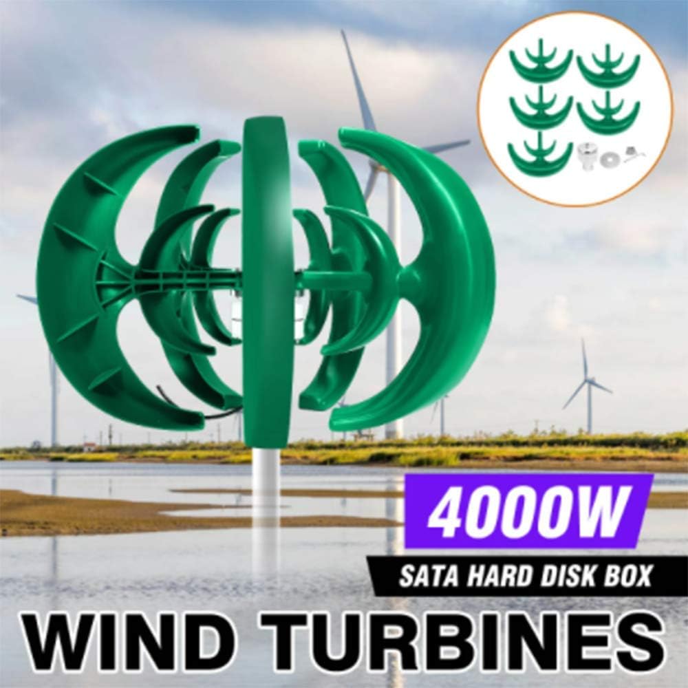 12V 24V 4000W Vertical Axis Wind Turbines Generator Lantern 5 Blades Motor Kit Windmill Energy Charge Turbines for Home Camping,12v