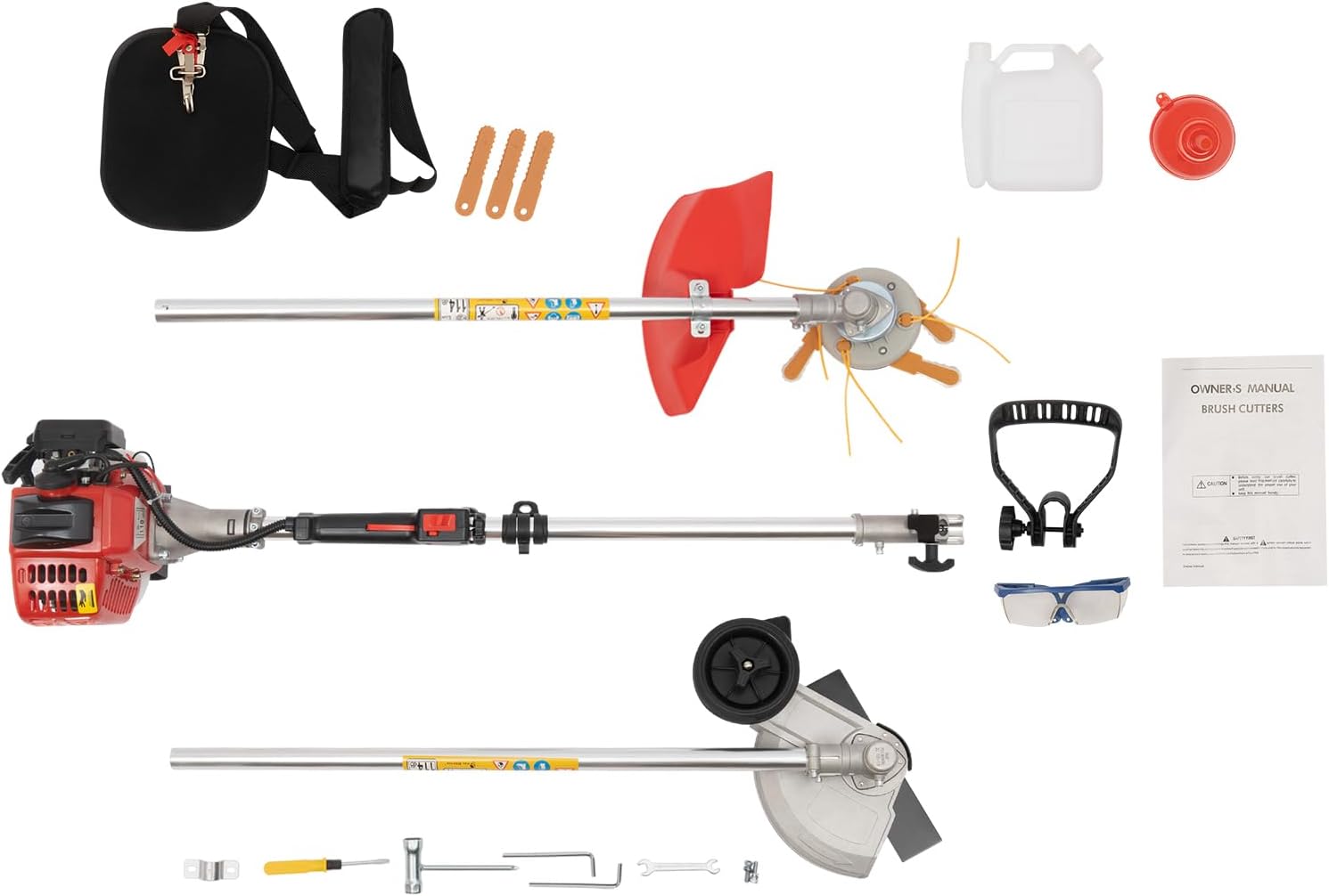 Gas Weed Eater 2-Stroke 26CC Gas Powered Weed Wacker Trimmer Grass String Trimmer Eater Brush Cutter Lawn Edger with 2 Blade Heads for Lawn,Yard,Garden (8500r/min)