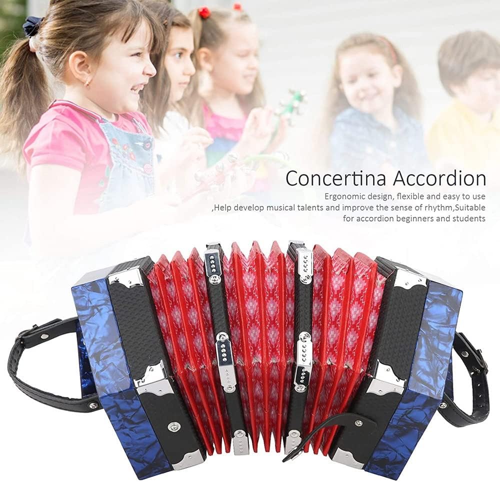 20 Buttons Concertina Accordion, With Carrying Bag, Adjustable Hand Strap, For Kids Adults Beginner Daily Practice Stage