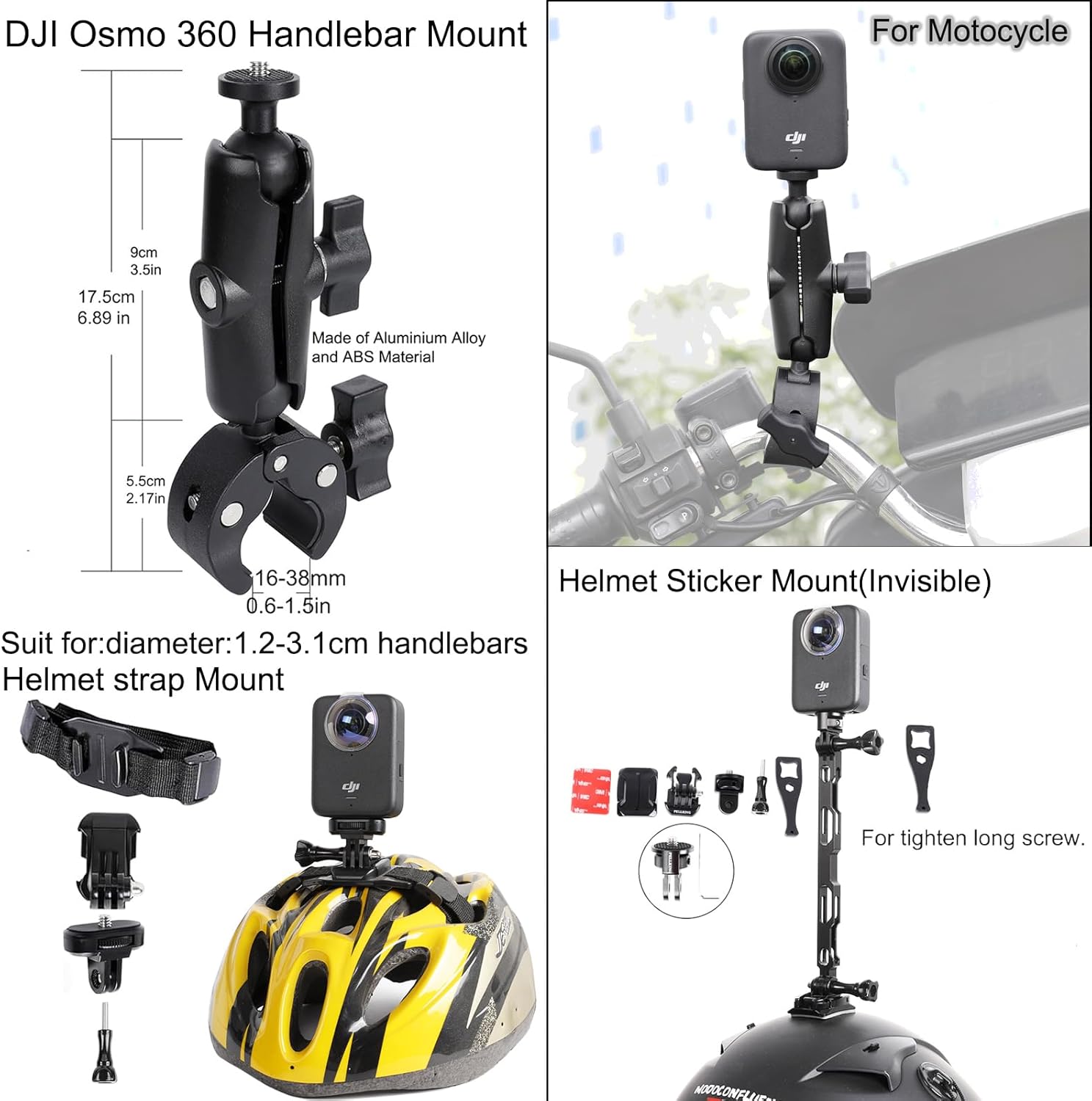 PellKing Accessories Kit for DJI Osmo 360,Included Carrying Case with Belt,2 Pcs Metal 1/4