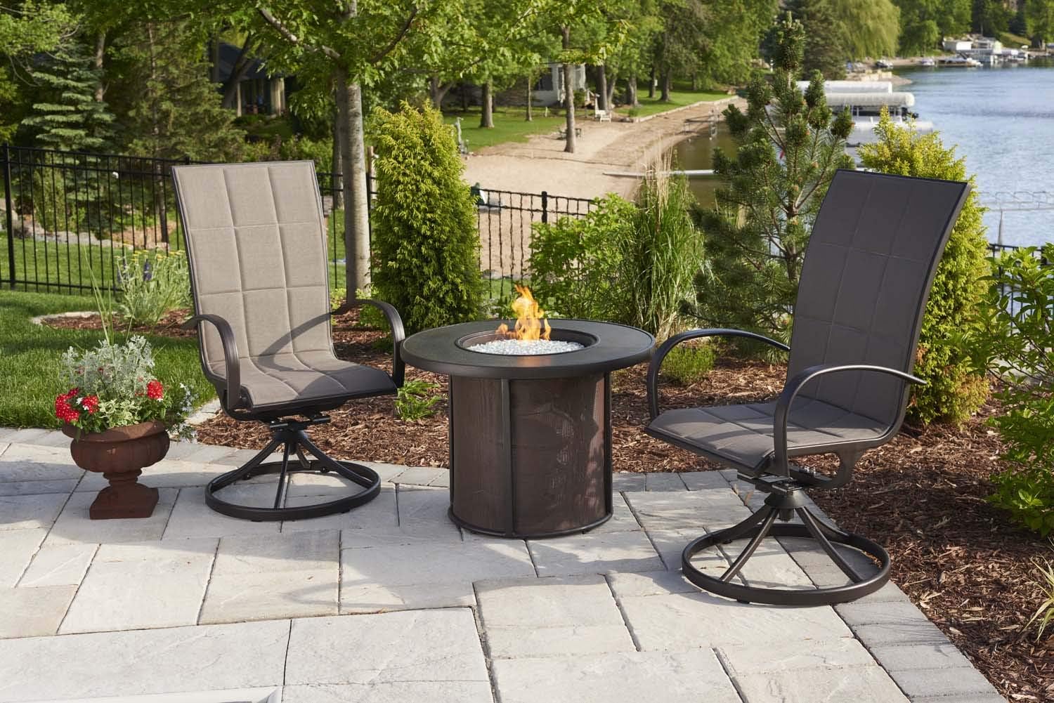 The Outdoor GreatRoom Company Stonefire Fire Table with Electronic Ignition (SF-32-K-CF-DSI-NG), Natural Gas, 32x32-Inches
