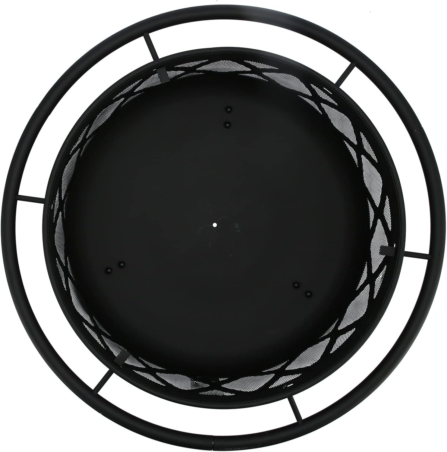 Round Wrought Iron Fire Pit Wood Burning Fire Pit Fireplace for Outdoor Patio Backyard Firepit