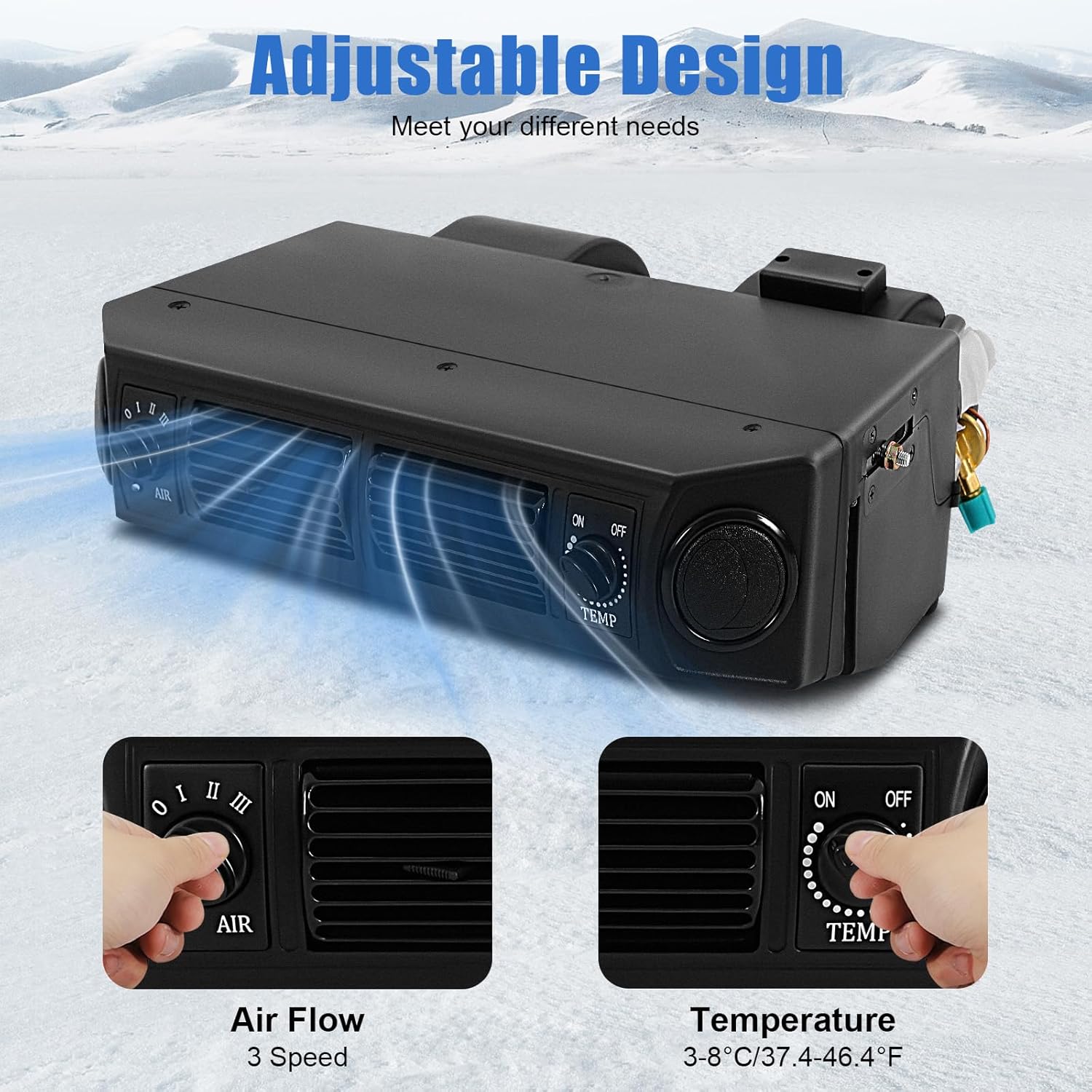 Universal Air Conditioner Evaporator, 12V Truck Car AC Evaporator - Heavy Duty Aluminum Cooling Unit w/ 3-Speed Control, 680m³/H Airflow & Drain Hose (Fits Most Vehicles, R12 Compatible) ﻿