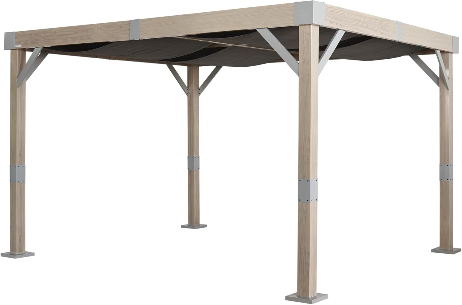 Sojag Fontana 10' x 12' Rectangular All-Weather Outdoor Aluminum Pergola with Canopy, Contemporary Gazebo for Patios and Backyards, Wood Grain Finish