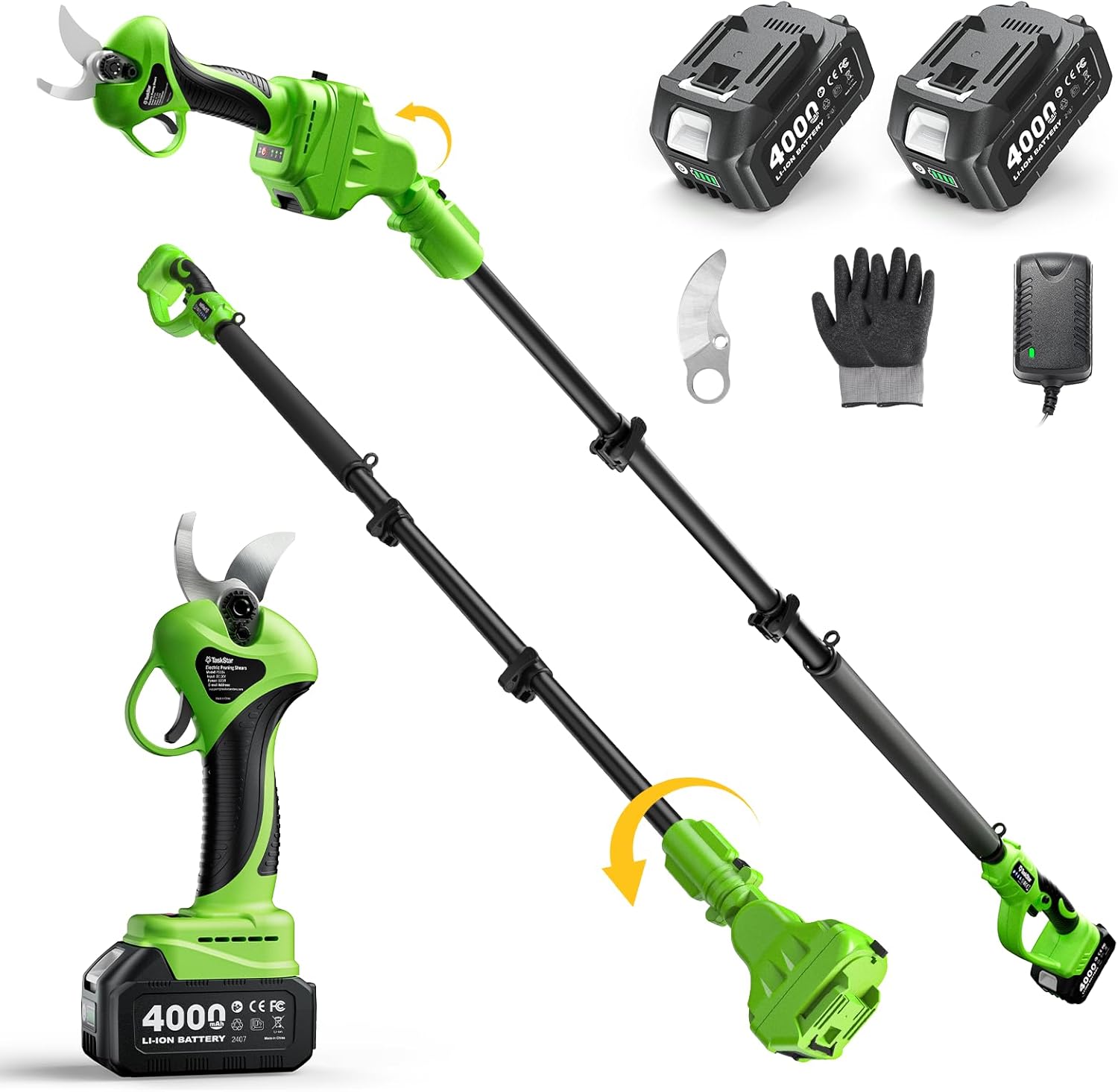 Cordless Electric Pruning Shears: 2-in-1 9ft Pole Pruner 1.2